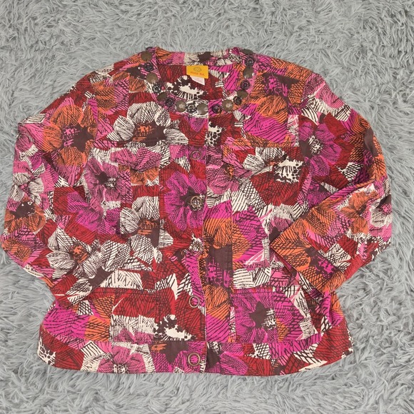 Ruby Rd Womens 10 Multicolor Abstract‎ Long Sleeve Snap Button Jacket - Picture 2 of 5